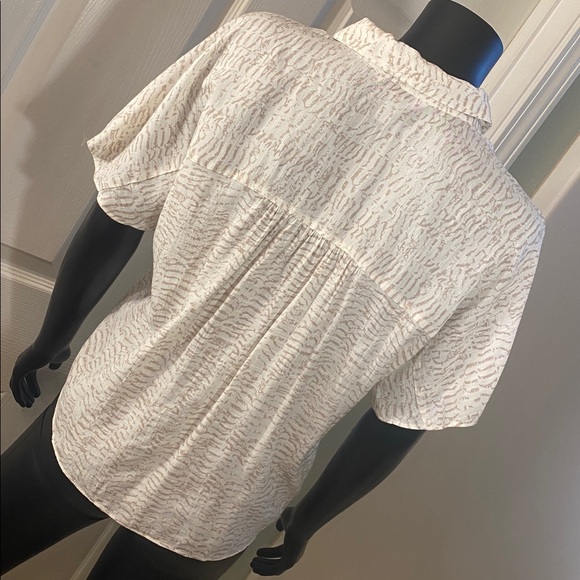 Nine West Cream and Brown Patterned Tie Knot Blouse Top - Picture 7 of 12